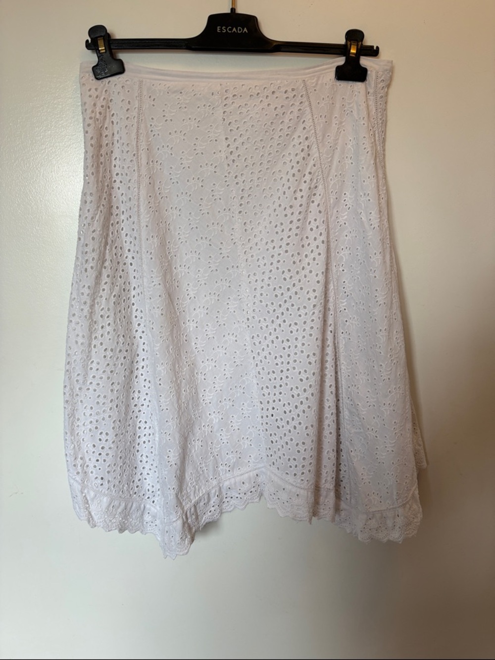 Ralph Lauren White Eyelet A-Line Skirt with Scalloped Hem